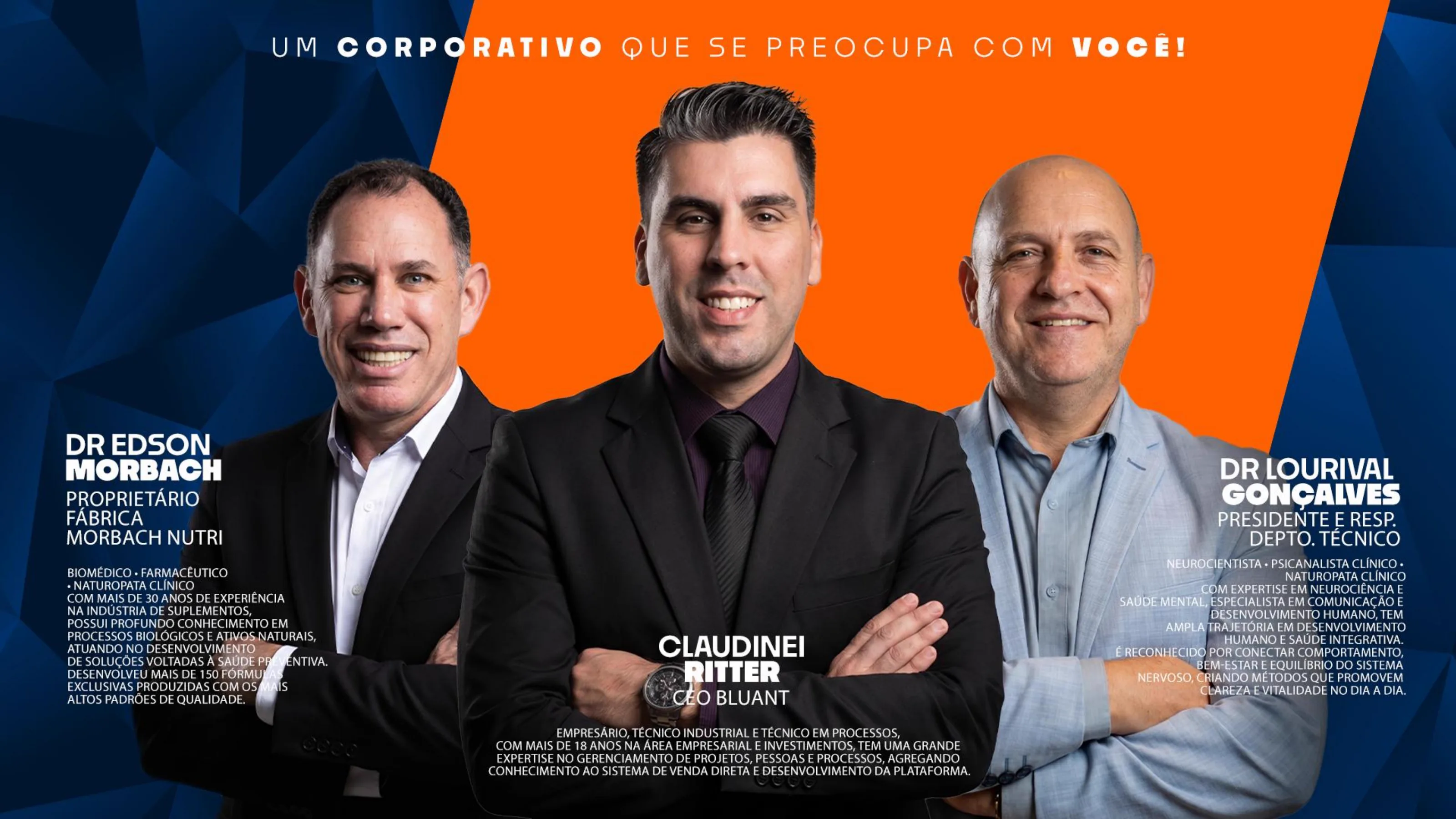 Dr. Edson Morbach, Claudinei Ritter (CEO BluAnt) e Dr. Lourival Gonçalves